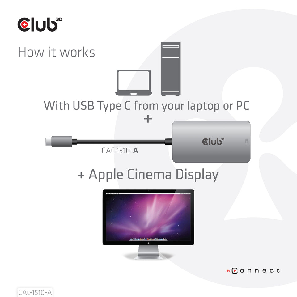 Club3D Adapter USB 3.2 Typ C > DVI-D  HDCP Off   aktiv St/Bu ret