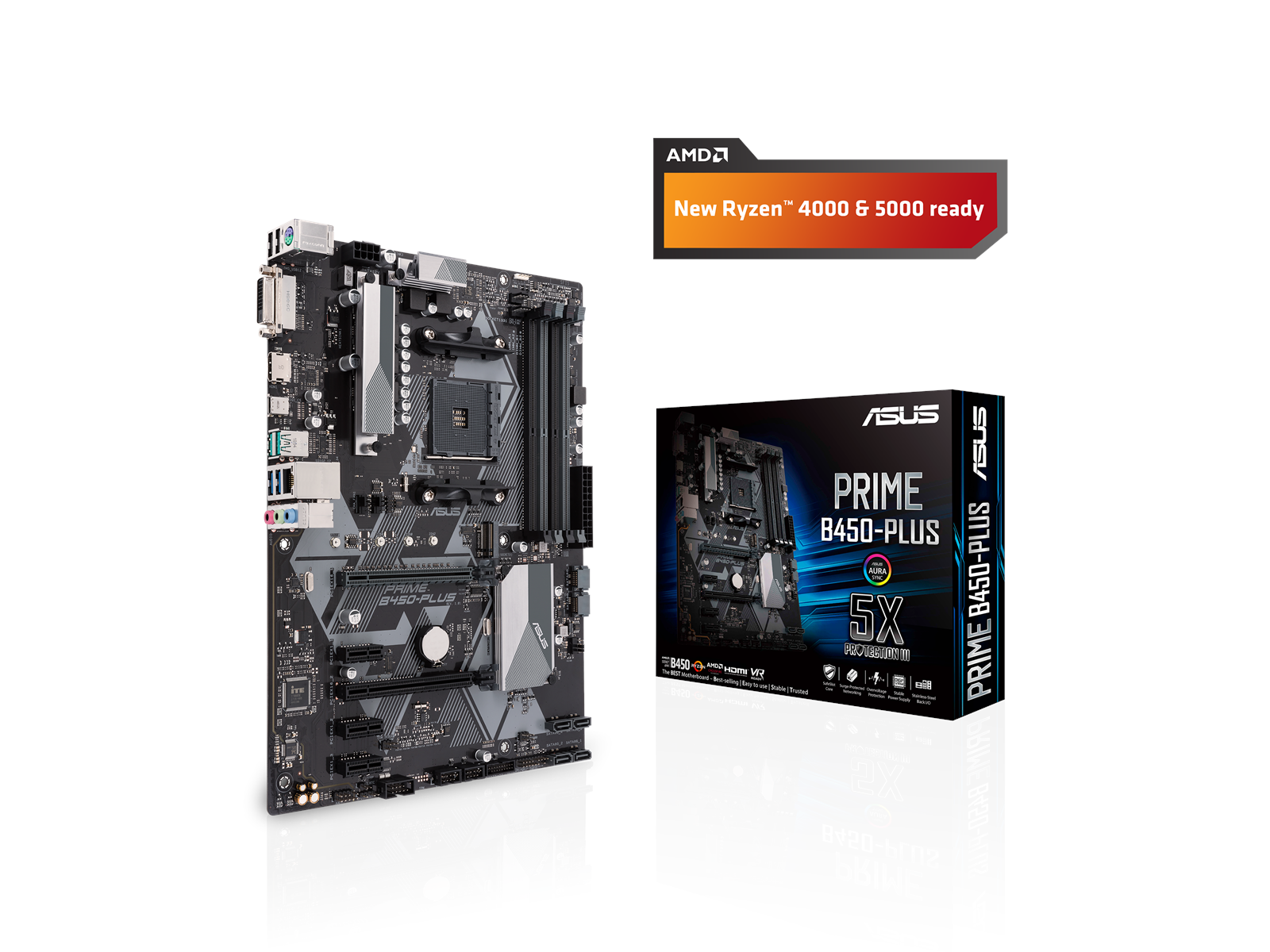ASUS PRIME B450-PLUS Mainboard - AMD B450 - AMD AM4 socket - DDR4 RAM - ATX