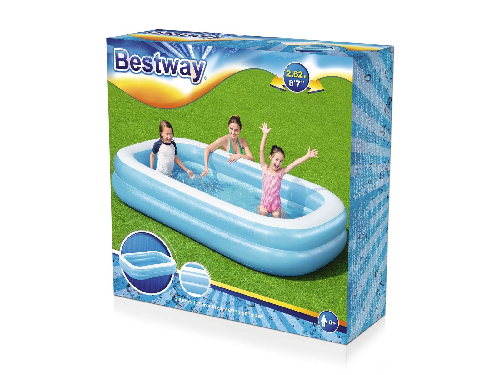 Bestway Rechteckiger Familienpool 262cm x 175cm x 51cm