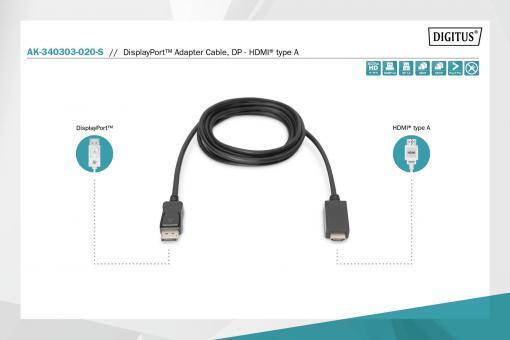 DIGITUS DisplayPort-Adapterkabel - DisplayPort / HDMI 2m