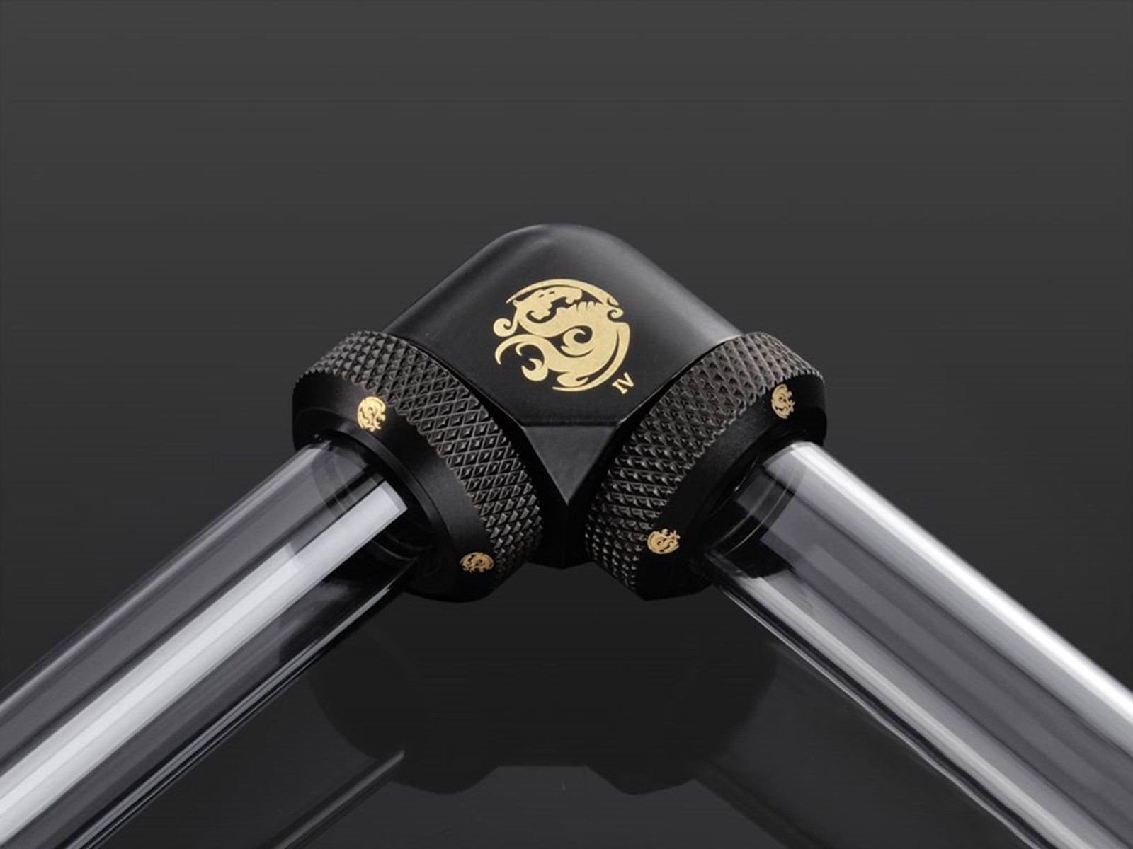 Bitspower Multi-Link Adapter 90-Degree - Carbon Black (Hard Tube)