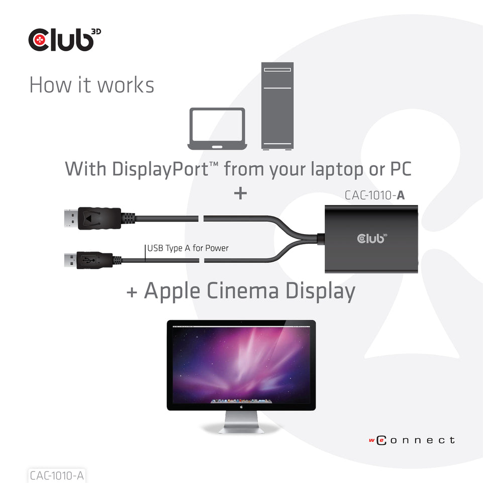 Club3D Adapter DisplayPort > DVI-D HDCP OFF aktiv St/Bu retail