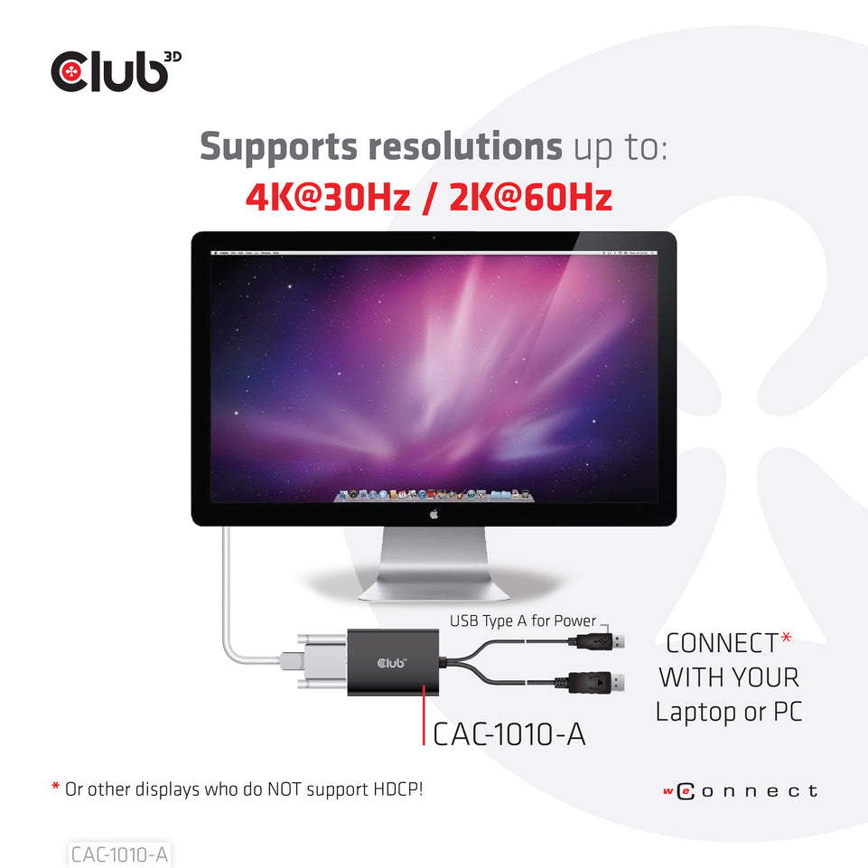 Club3D Adapter DisplayPort > DVI-D HDCP OFF aktiv St/Bu retail