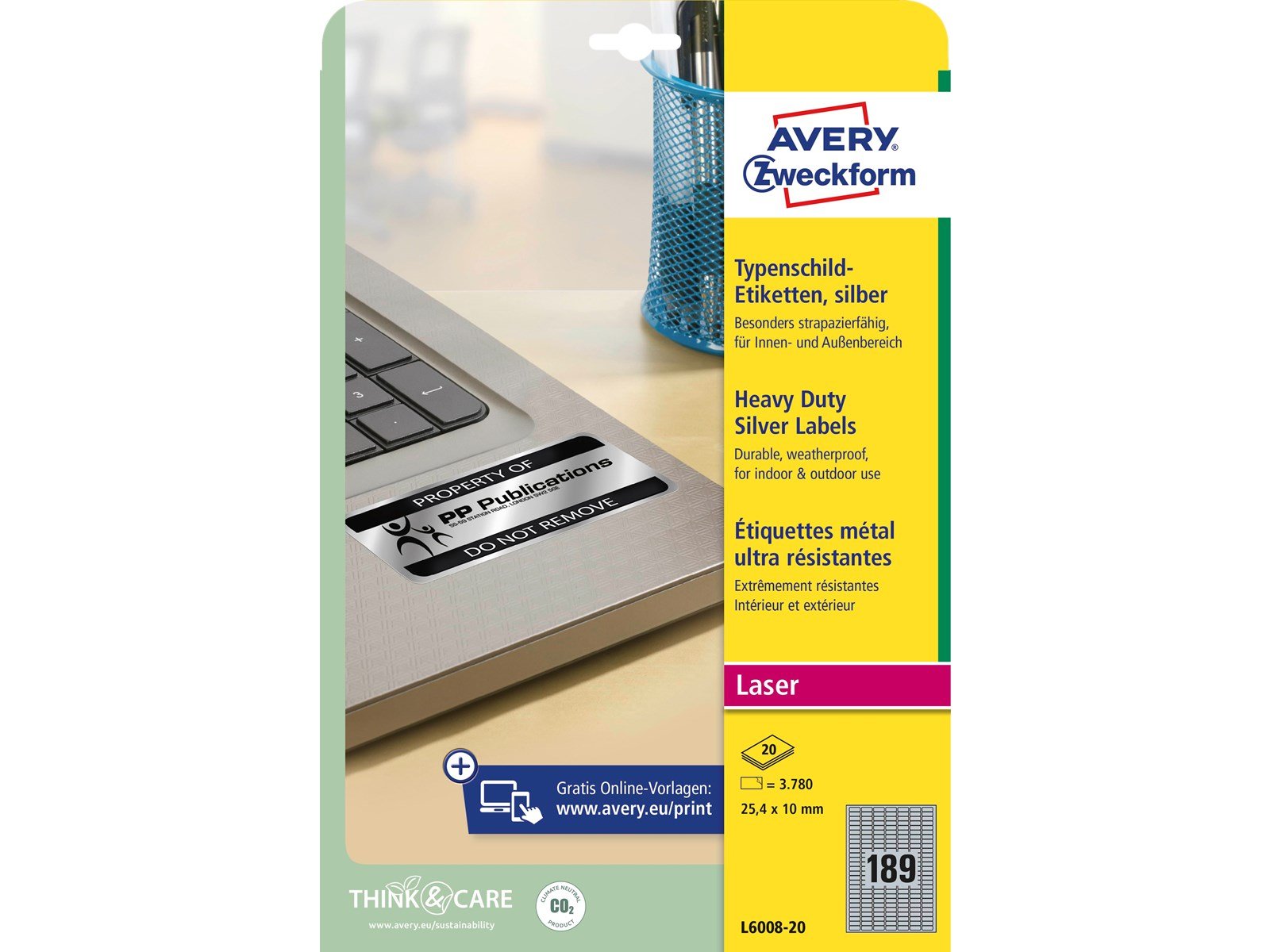 Avery Heavy duty labels silver suitable for in- and outdoor use (-40oC to +150oC)