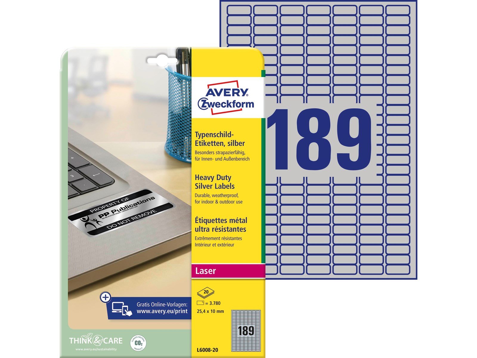 Avery Heavy duty labels silver suitable for in- and outdoor use (-40oC to +150oC)