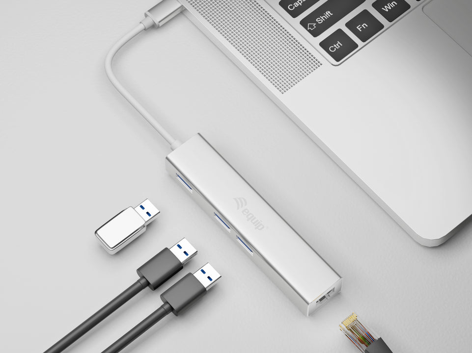 Equip Adapter USB-C-> RJ45(1GB) 10/100/1000+3xUSB3.0 0.15m s