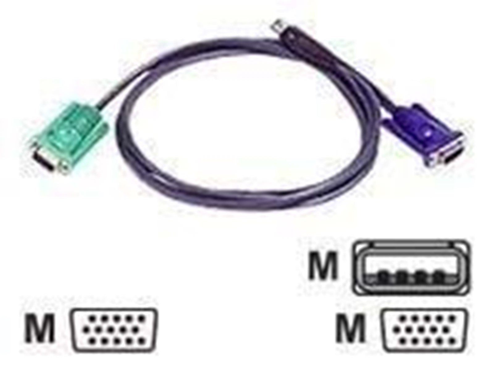 ATEN KVM-kabel SPHD15 männlich für HD15 männlich & USB Typ