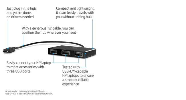 HP Adapter USB-C zu 3xUSB-A notebook