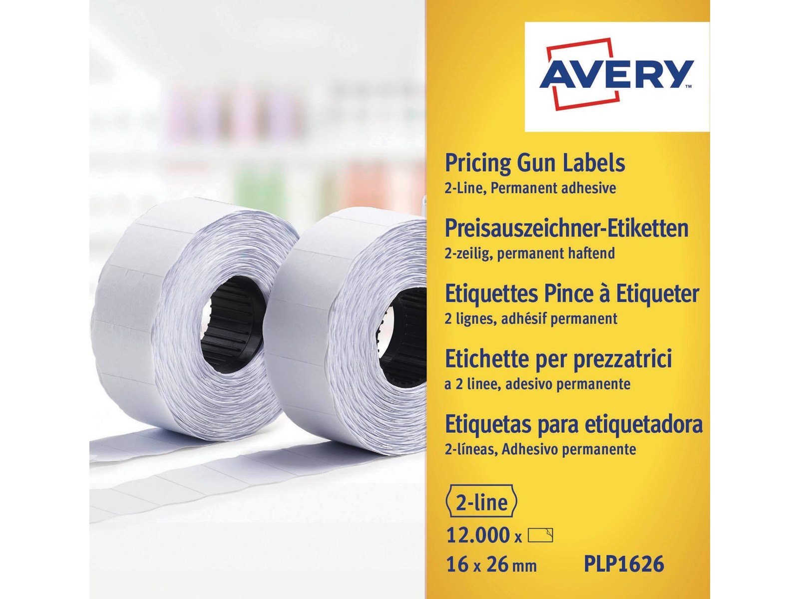 Avery Labels on roll for 2 lines pricing gun up to 18 digits permanent white