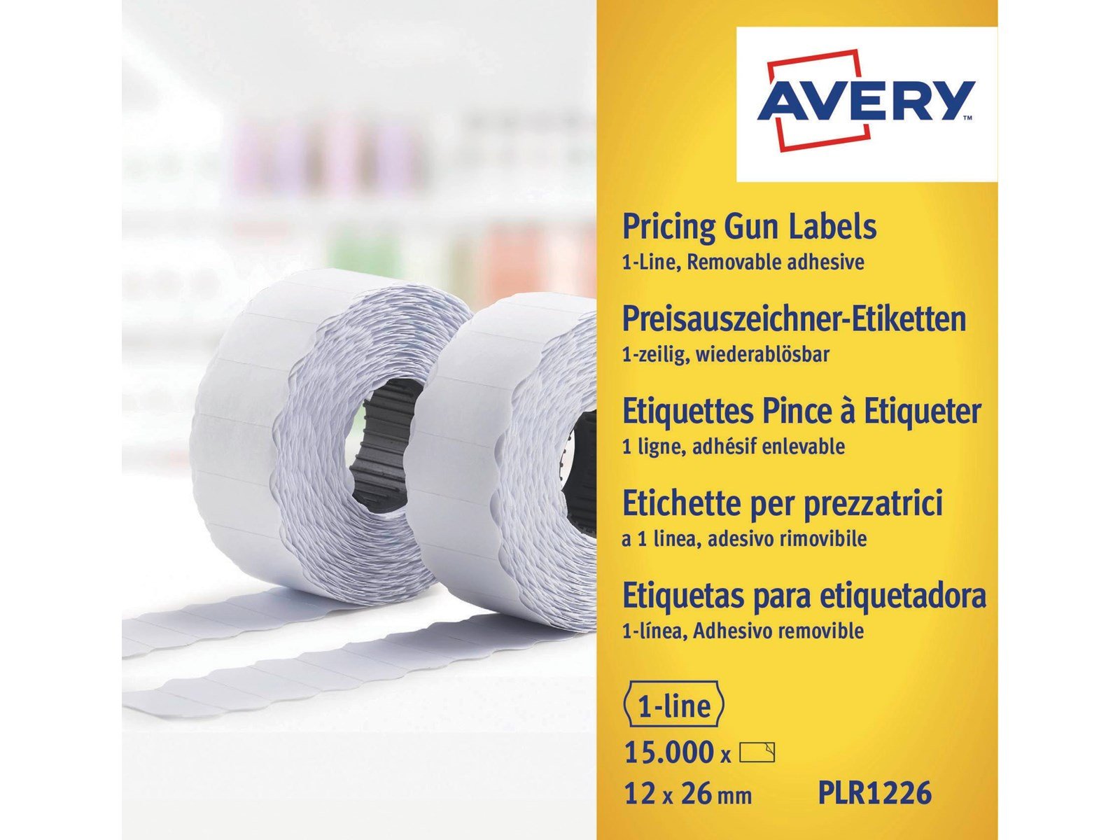 Avery Labels on roll for 1 line pricing gun up to 8 digits removable white
