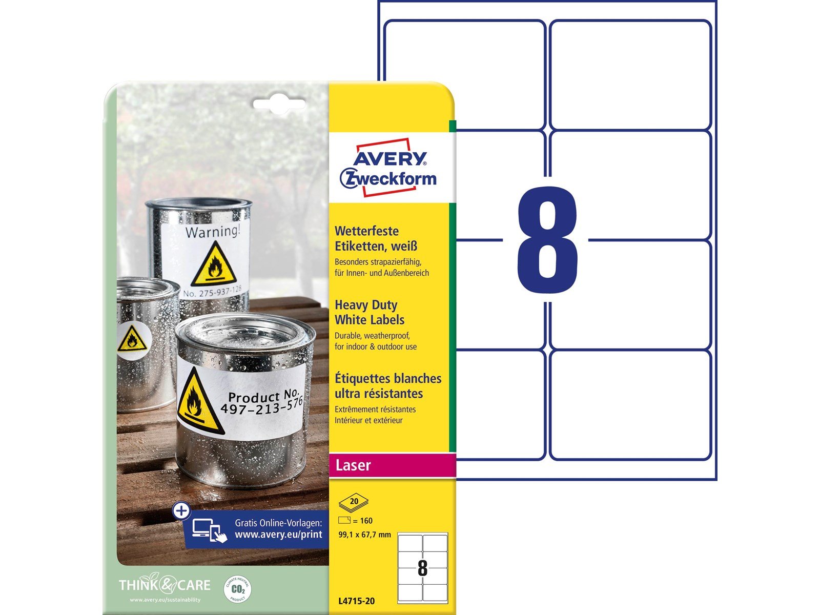 Avery Heavy duty labels white suitable for in- and outdoor use (-20oC to +80oC)