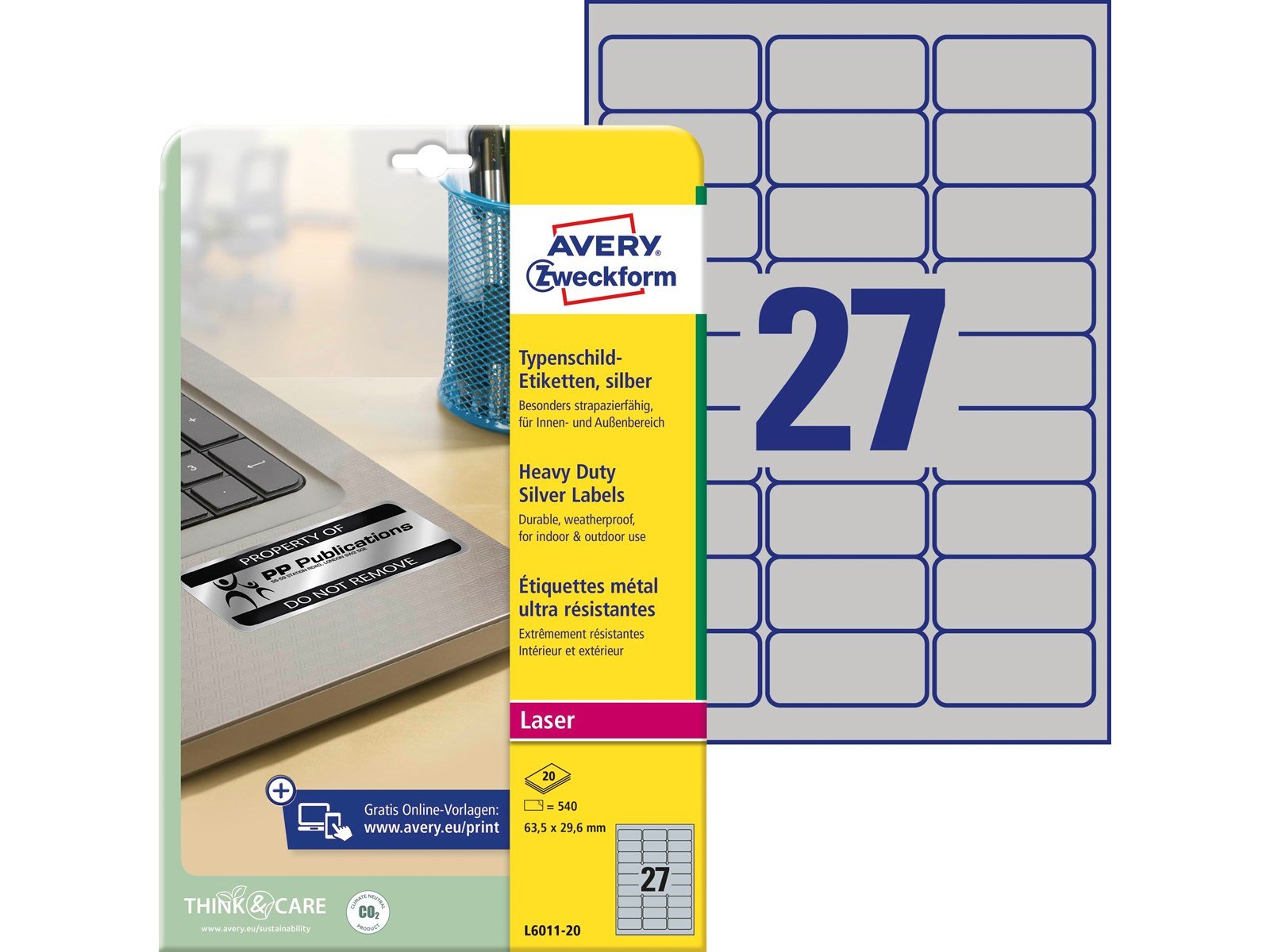 Avery Heavy duty labels silver suitable for in- and outdoor use (-40oC to +150oC)