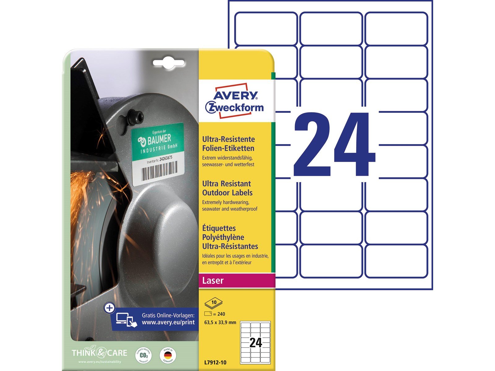 Avery Ultra Resistant Stretchable Labels White (-40oC to +150oC)