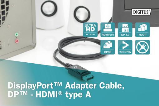 DIGITUS DisplayPort-Adapterkabel - DisplayPort / HDMI 3m