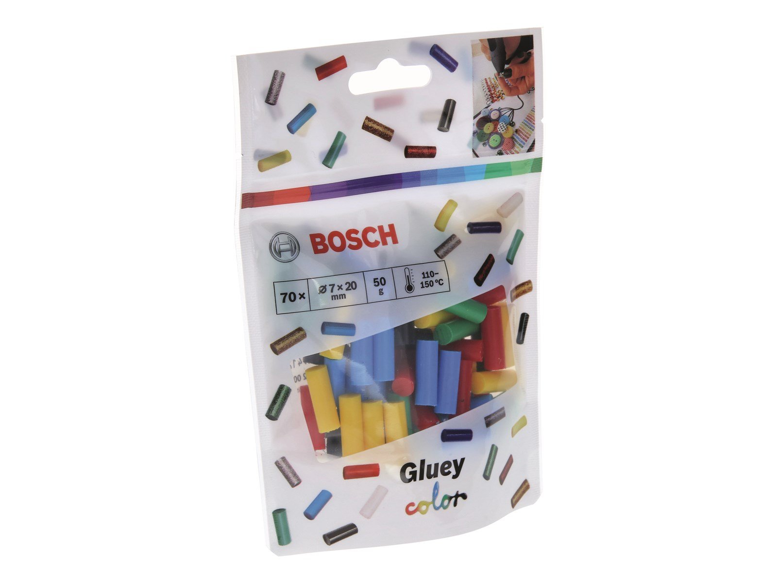 Bosch Glue Sticks, 7 x 20 mm, 70 pcs, Colormix