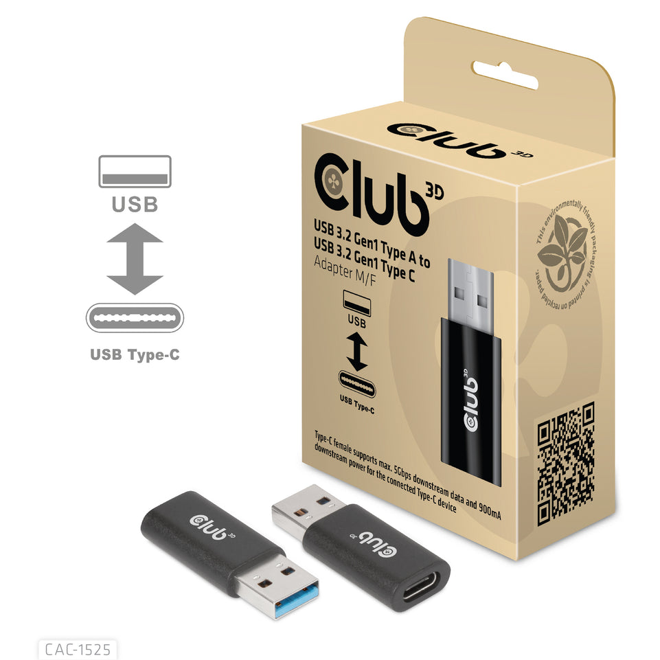 Club3D Adapter USB 3.2 Typ A <> USB 3.2 Typ C      St/Bu retail