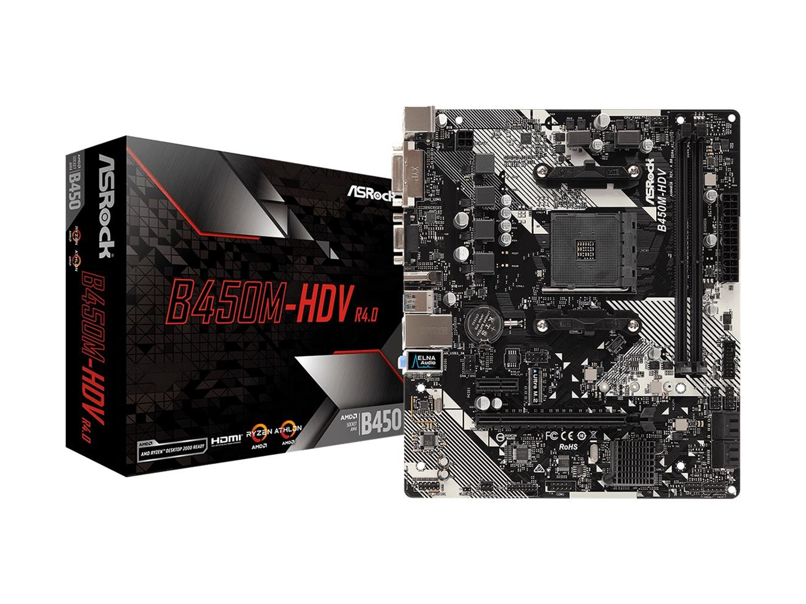 ASRock B450M-HDV R4.0 Mainboard - AMD B450 - AMD AM4 socket - DDR4 RAM - Micro-ATX