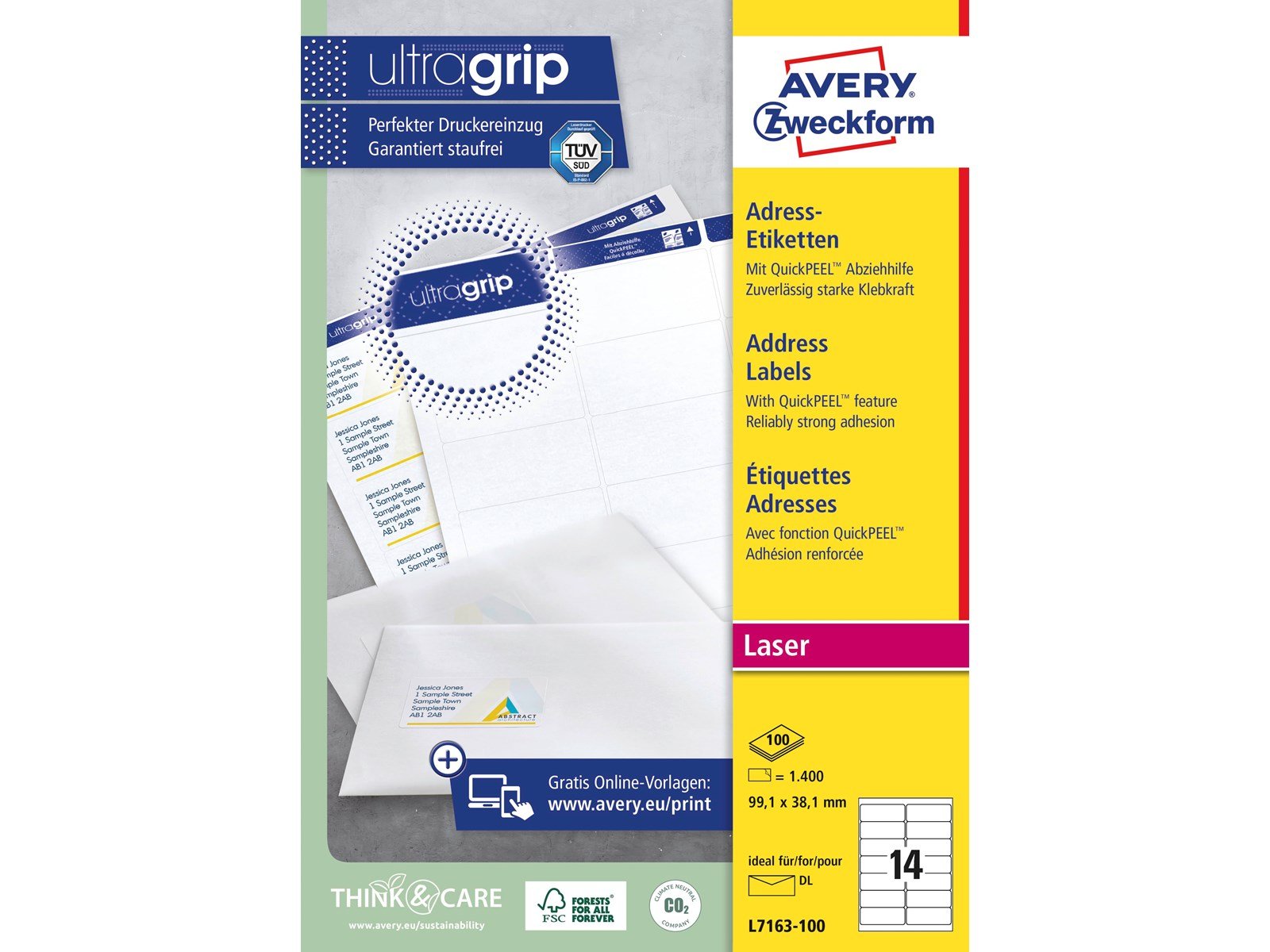 Avery Addressing labels DL envelopes (UltraGrip)
