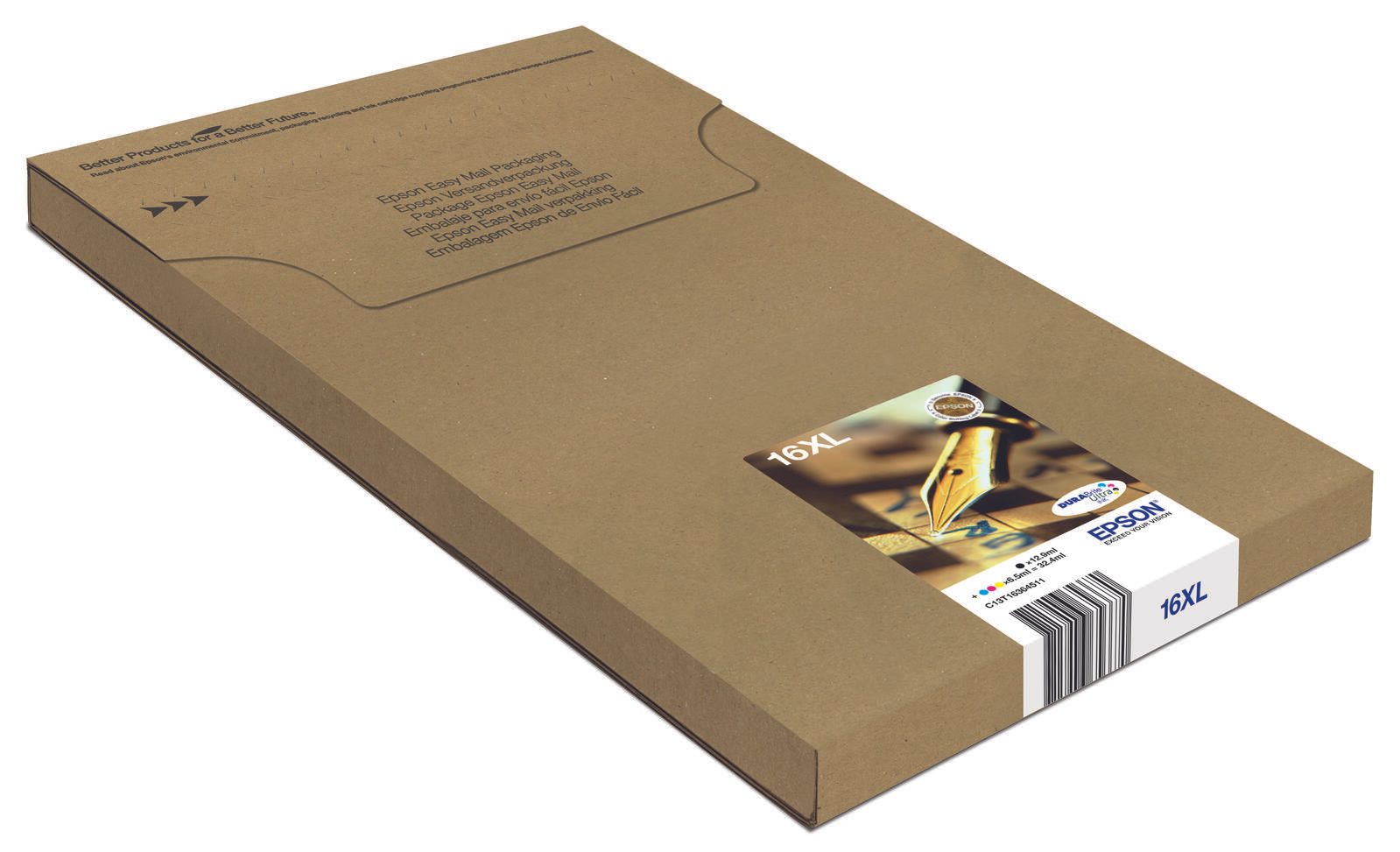 Epson Original Easy Mail Packing 16XL Füller Druckerpatronen 4er Multipack BK/C/M/Y (C13T16364511)