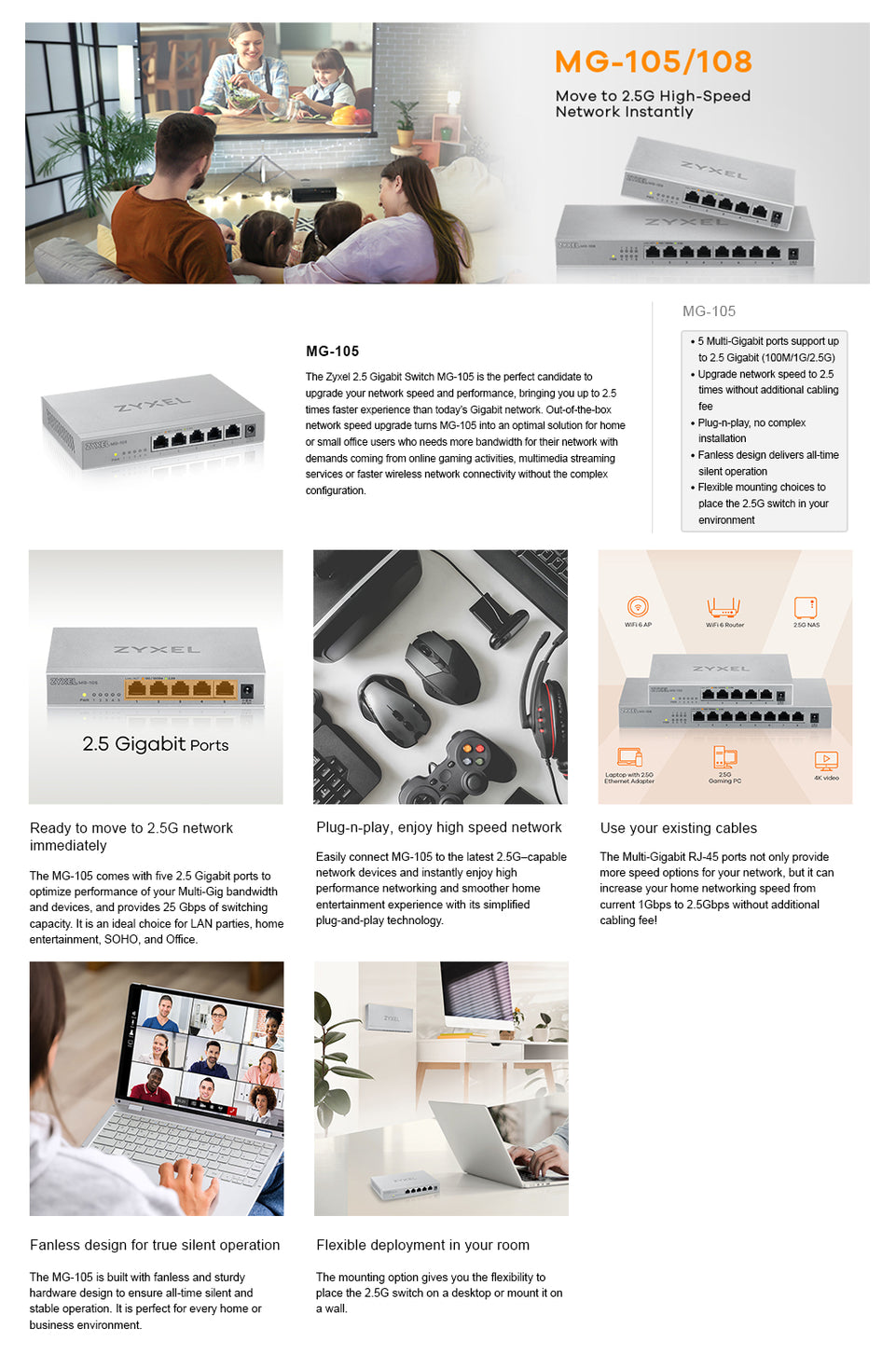 Zyxel Switch  5x Ports Desktop 2,5G MultiGig