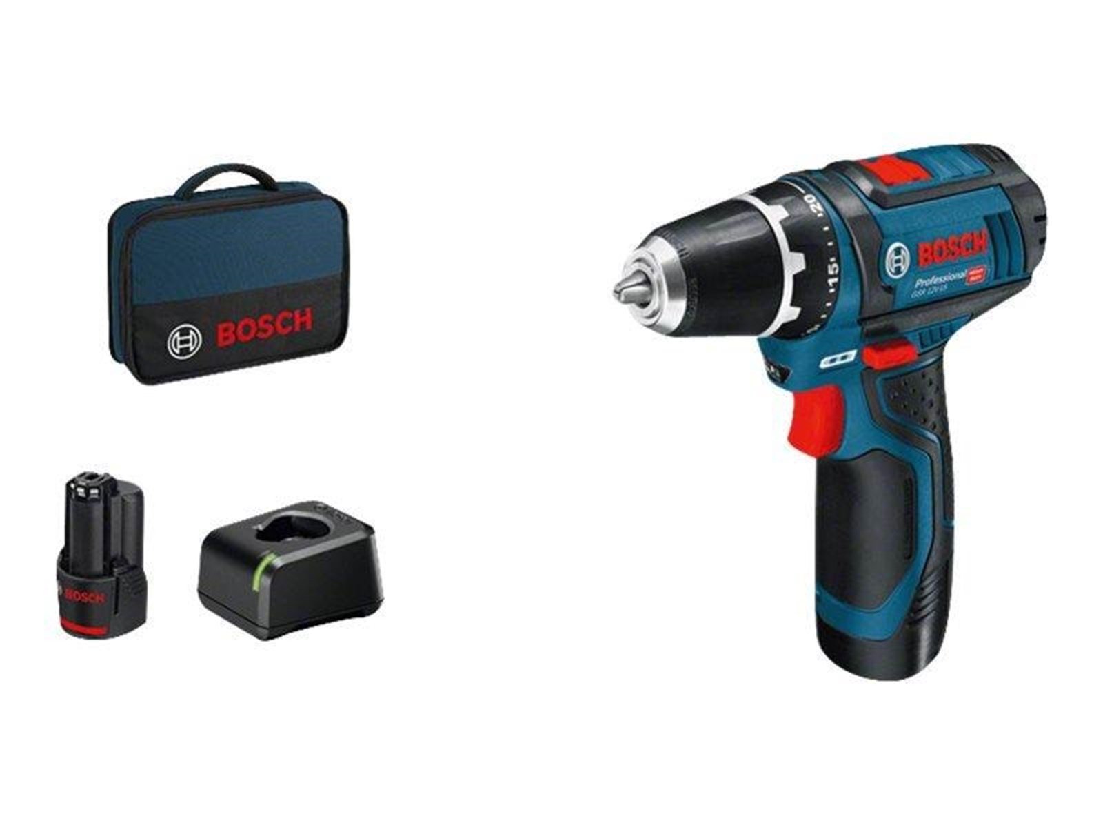 Bosch Professional Blue bosch 12v cordless drill driver gsr 12v-15 w/2x2ah cha