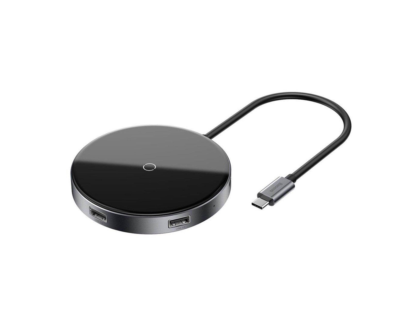 Baseus Mirror series Qi charger and USB-C hub with HDMI 2xUSB 2.0 1xUSB 3.0 and PD USB-Hubs
