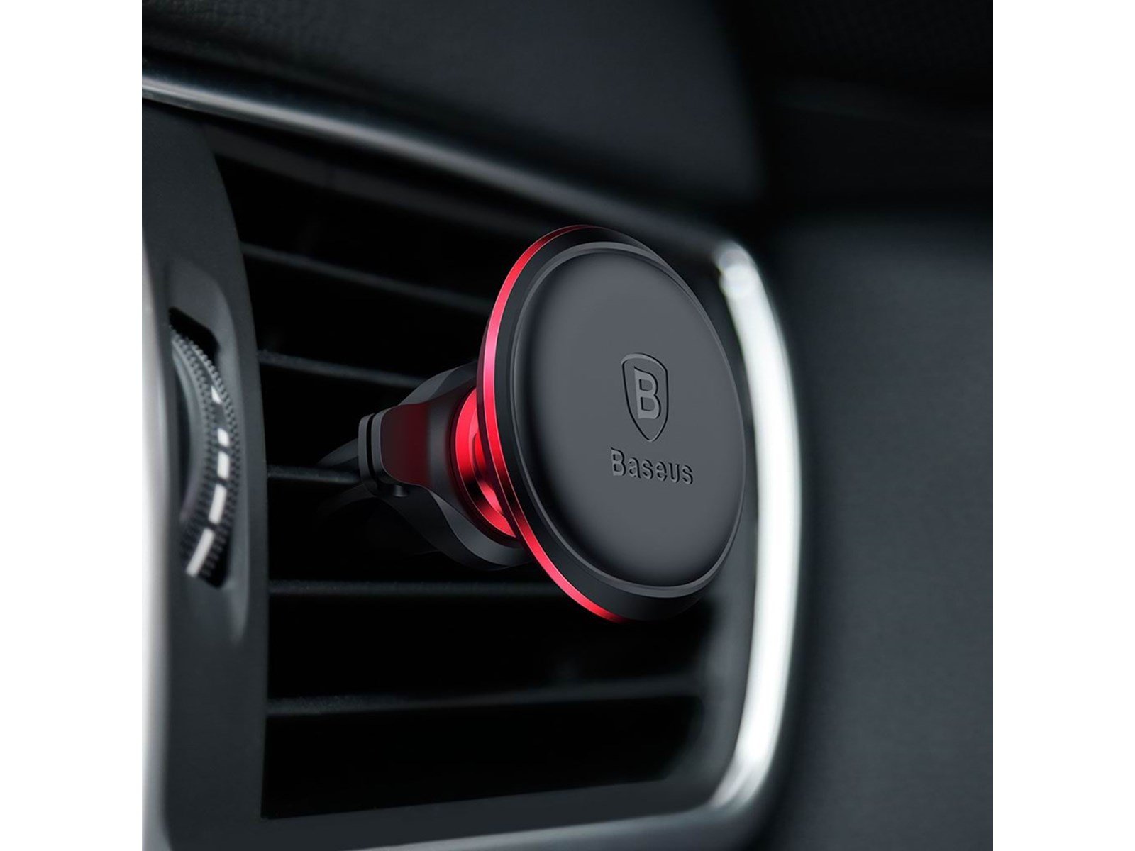 Baseus Universal Magnetic Vent Mount with Cable Clip Holder - Red