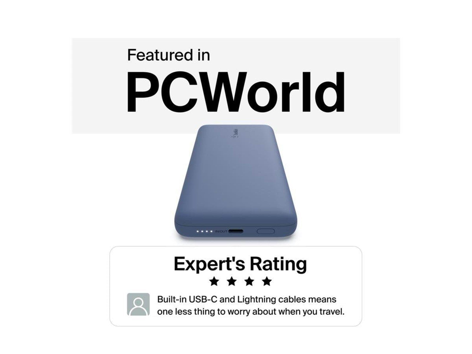 Belkin 10K PD Power Bank with Integrated Cables Powerbank (Akku) - 10000 mAh