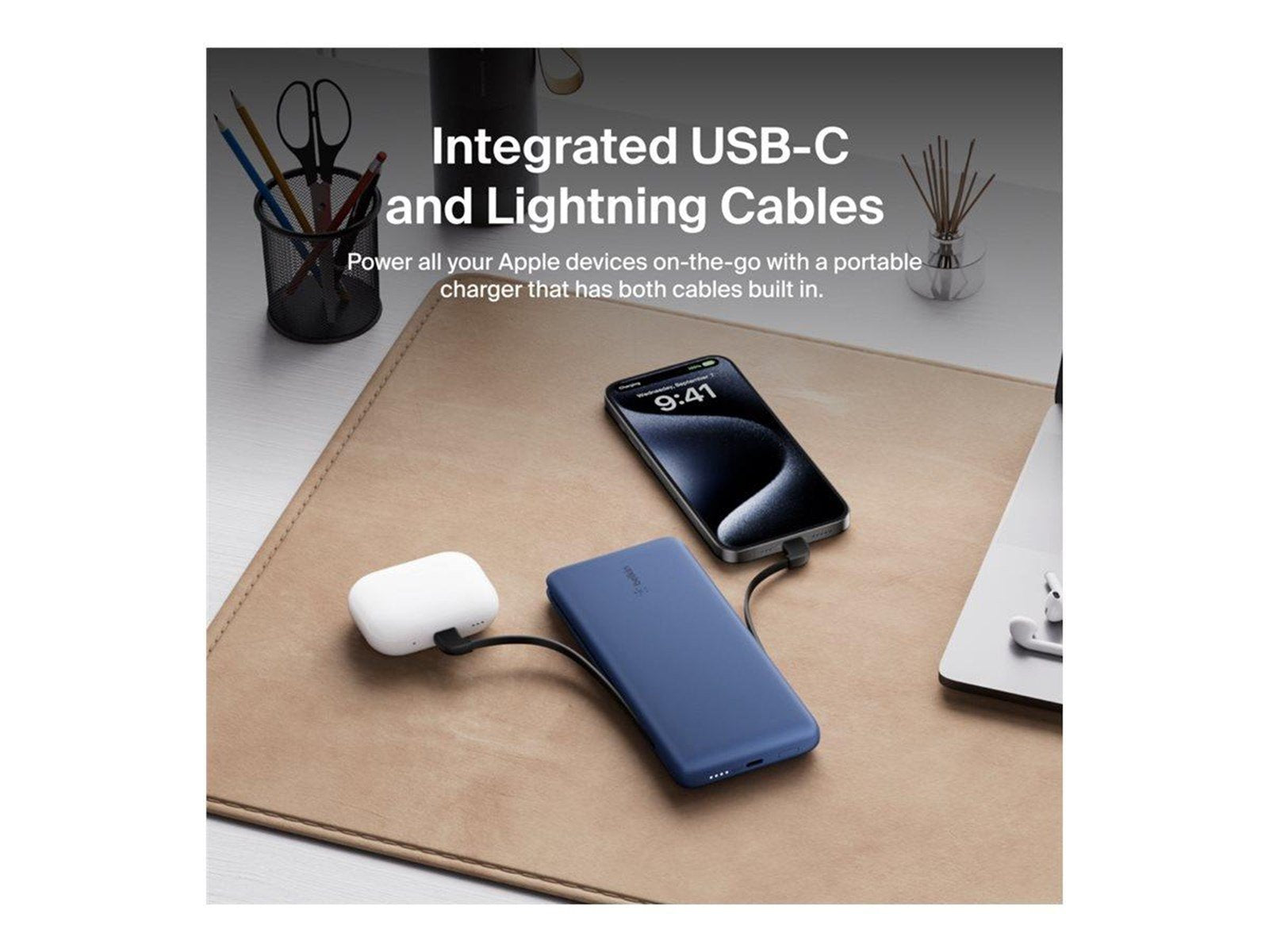 Belkin 10K PD Power Bank with Integrated Cables Powerbank (Akku) - 10000 mAh