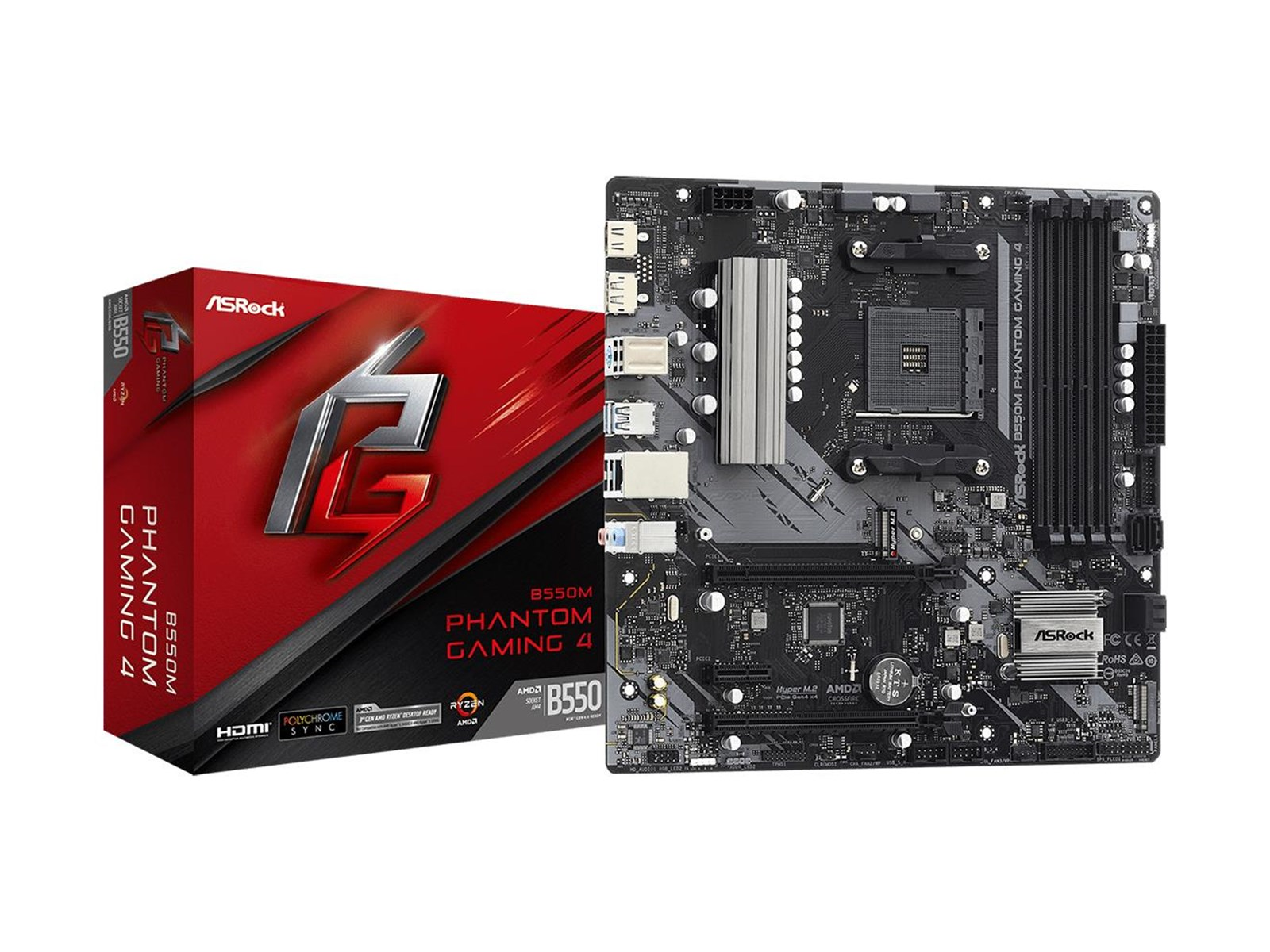 ASRock B550M Phantom Gaming 4 Mainboard - AMD B550 - AMD AM4 socket - DDR4 RAM - Micro-ATX