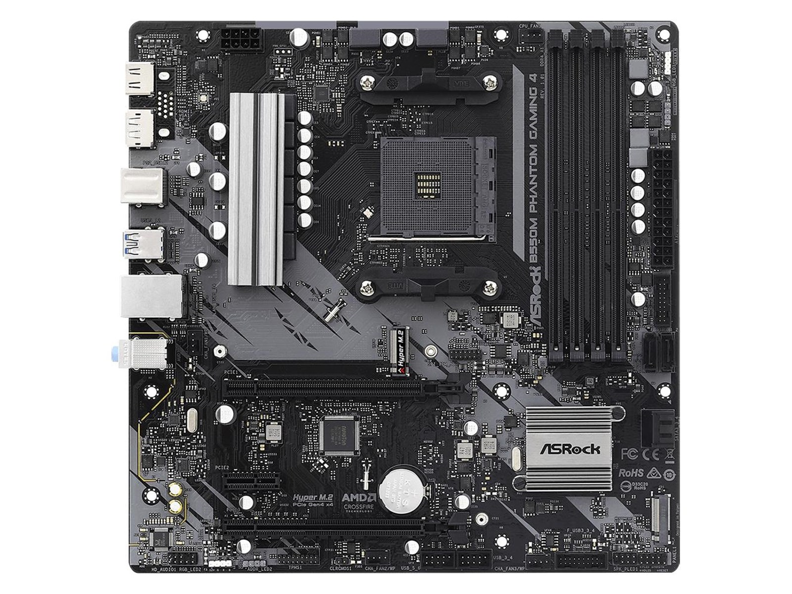 ASRock B550M Phantom Gaming 4 Mainboard - AMD B550 - AMD AM4 socket - DDR4 RAM - Micro-ATX