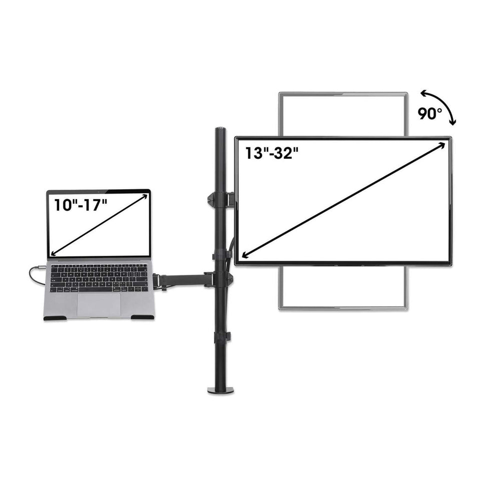 MANHATTAN Tischhalterung mit Monitorarm und Notebookablage