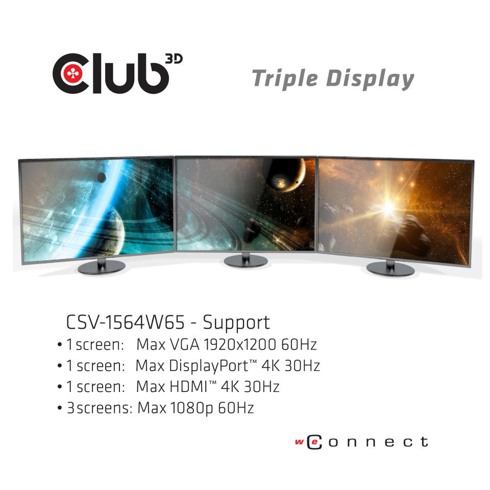 Club3D ChargingDock USB-C 3.2 ->7xUSB/DP/HDMI/LAN/Audio  65W ret