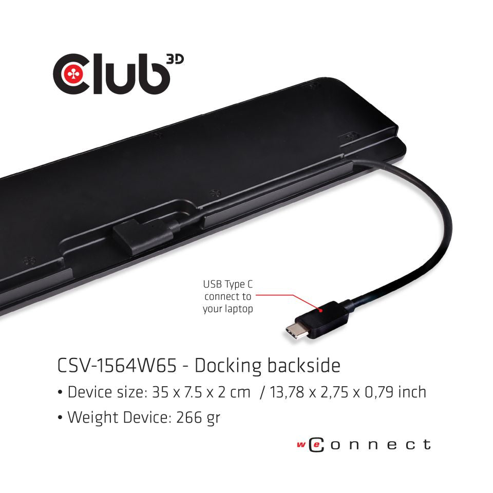 Club3D ChargingDock USB-C 3.2 ->7xUSB/DP/HDMI/LAN/Audio  65W ret