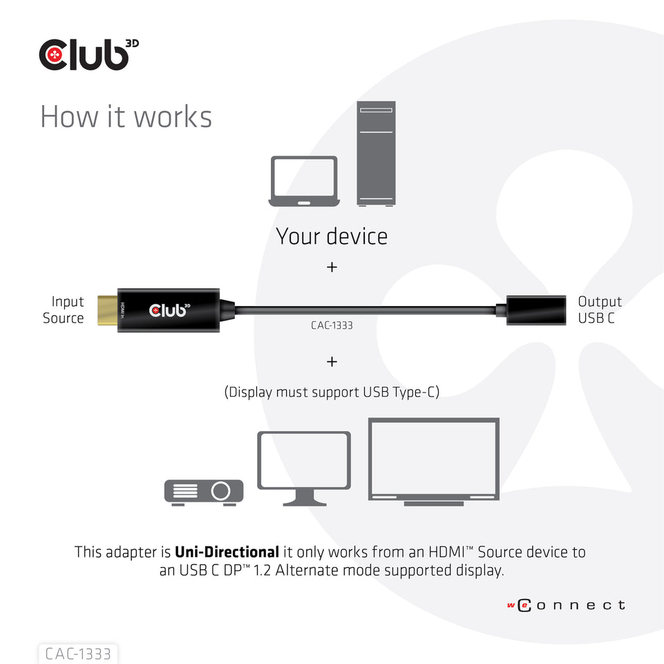 Club3D Adapter HDMI 2.0 > USB-C  4K60Hz      aktiv St/Bu retail