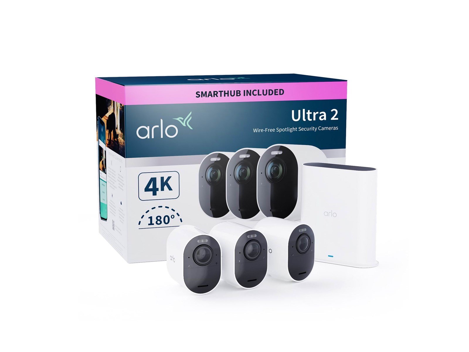 Arlo Ultra 2 4K UHD Wire-Free Security Camera System – 3 Cameras
