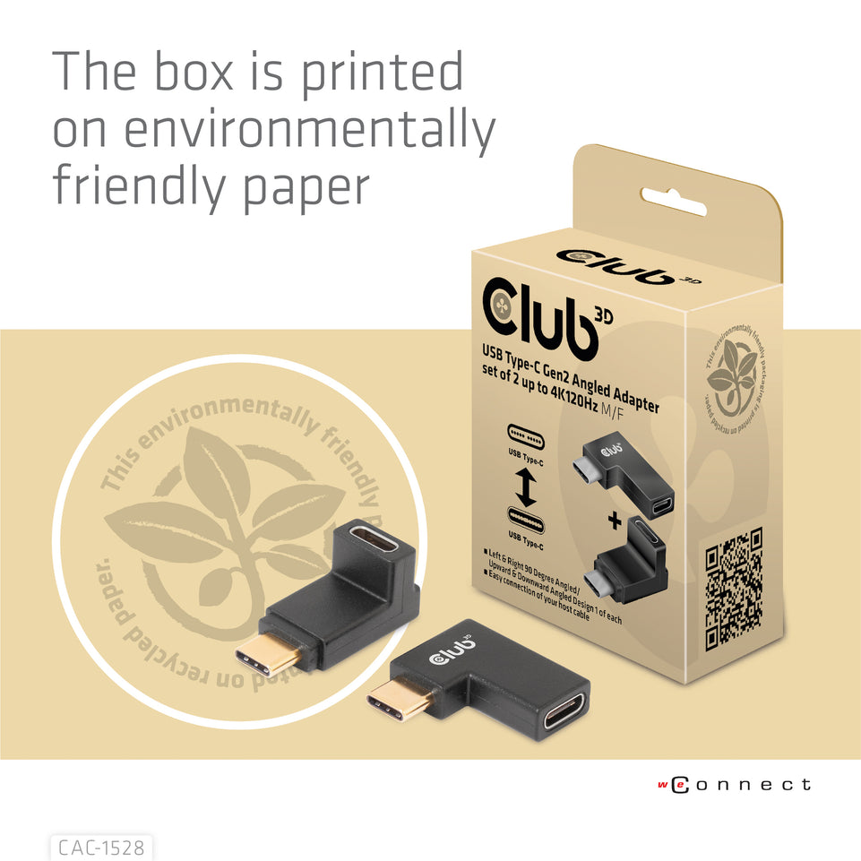 Club3D Adapter USB 3.2 Typ C <> USB 3.2 Typ C gewinkelt St/B ret