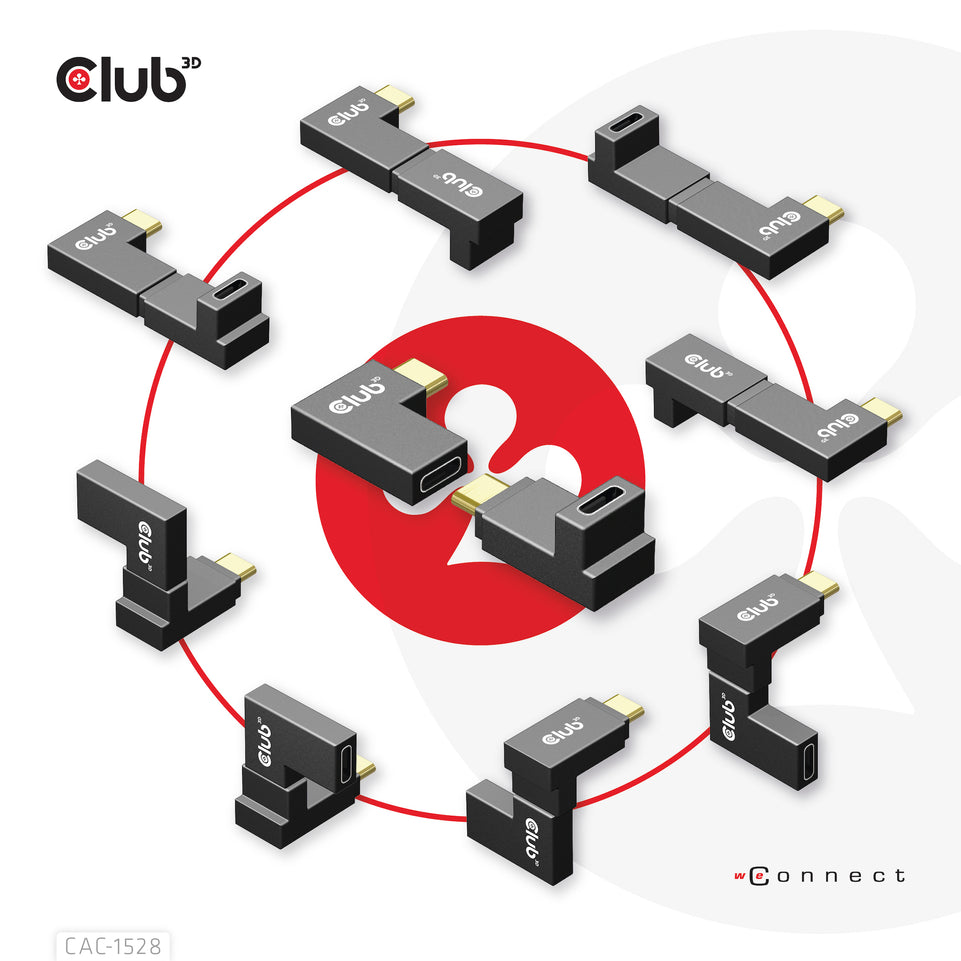 Club3D Adapter USB 3.2 Typ C <> USB 3.2 Typ C gewinkelt St/B ret