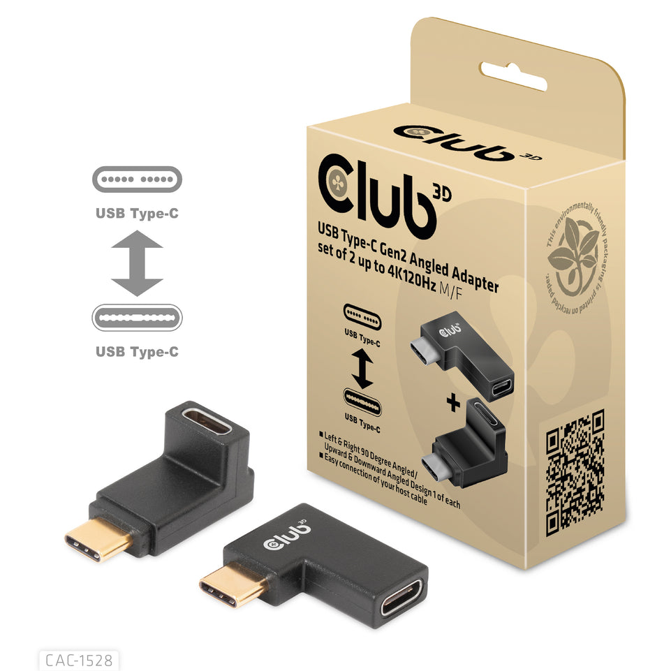 Club3D Adapter USB 3.2 Typ C <> USB 3.2 Typ C gewinkelt St/B ret