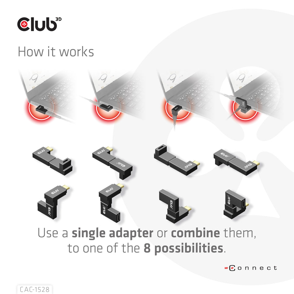 Club3D Adapter USB 3.2 Typ C <> USB 3.2 Typ C gewinkelt St/B ret