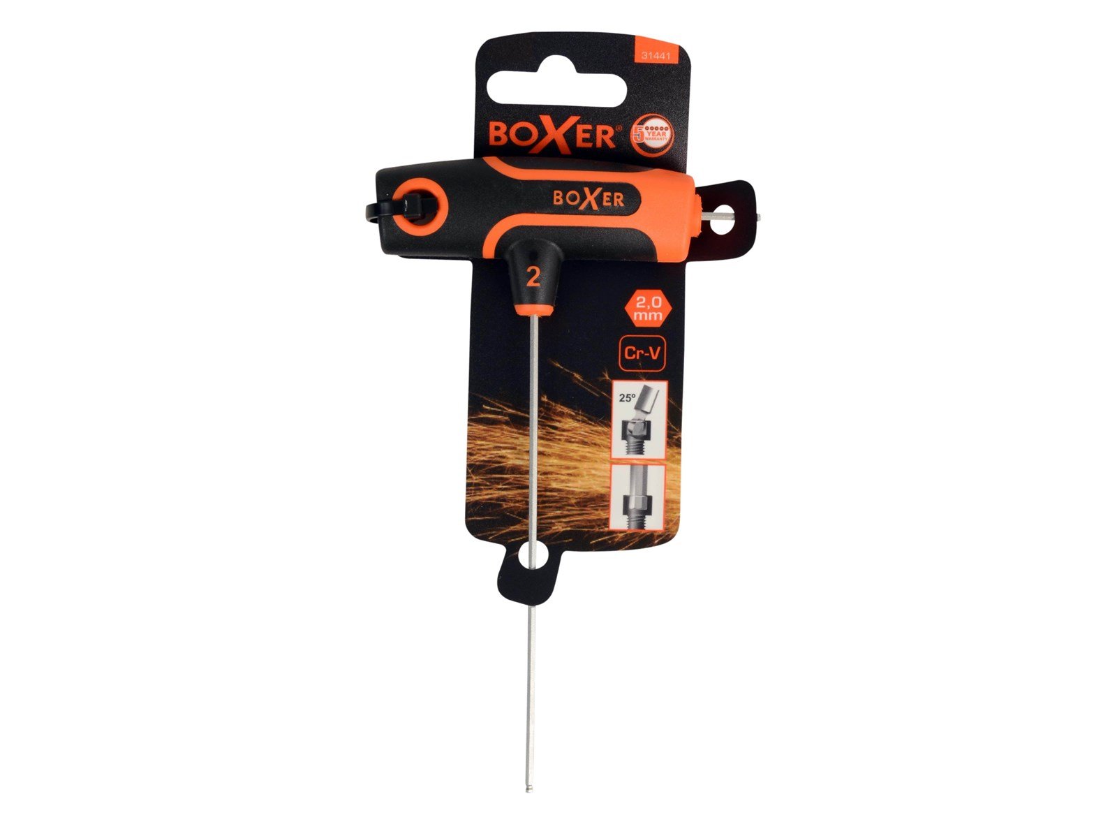 Boxer T-handle ball end hex key – 2.0 mm