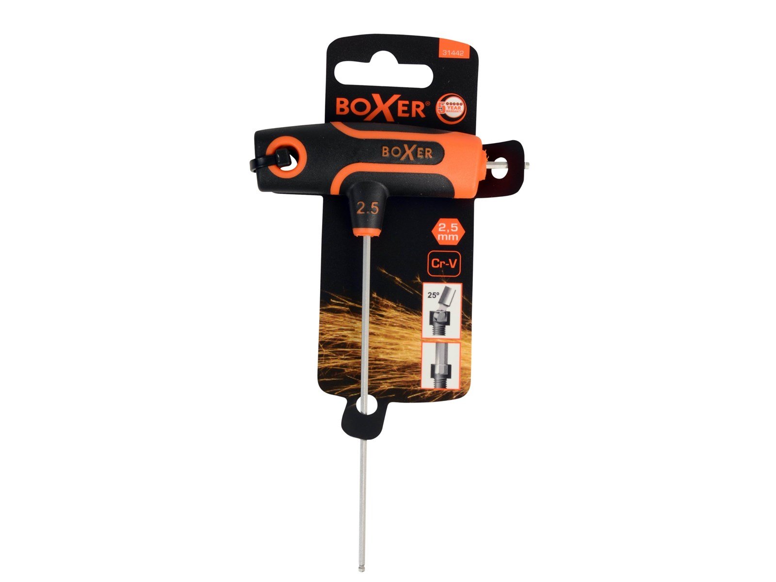 Boxer T-handle ball end hex key – 2.5 mm