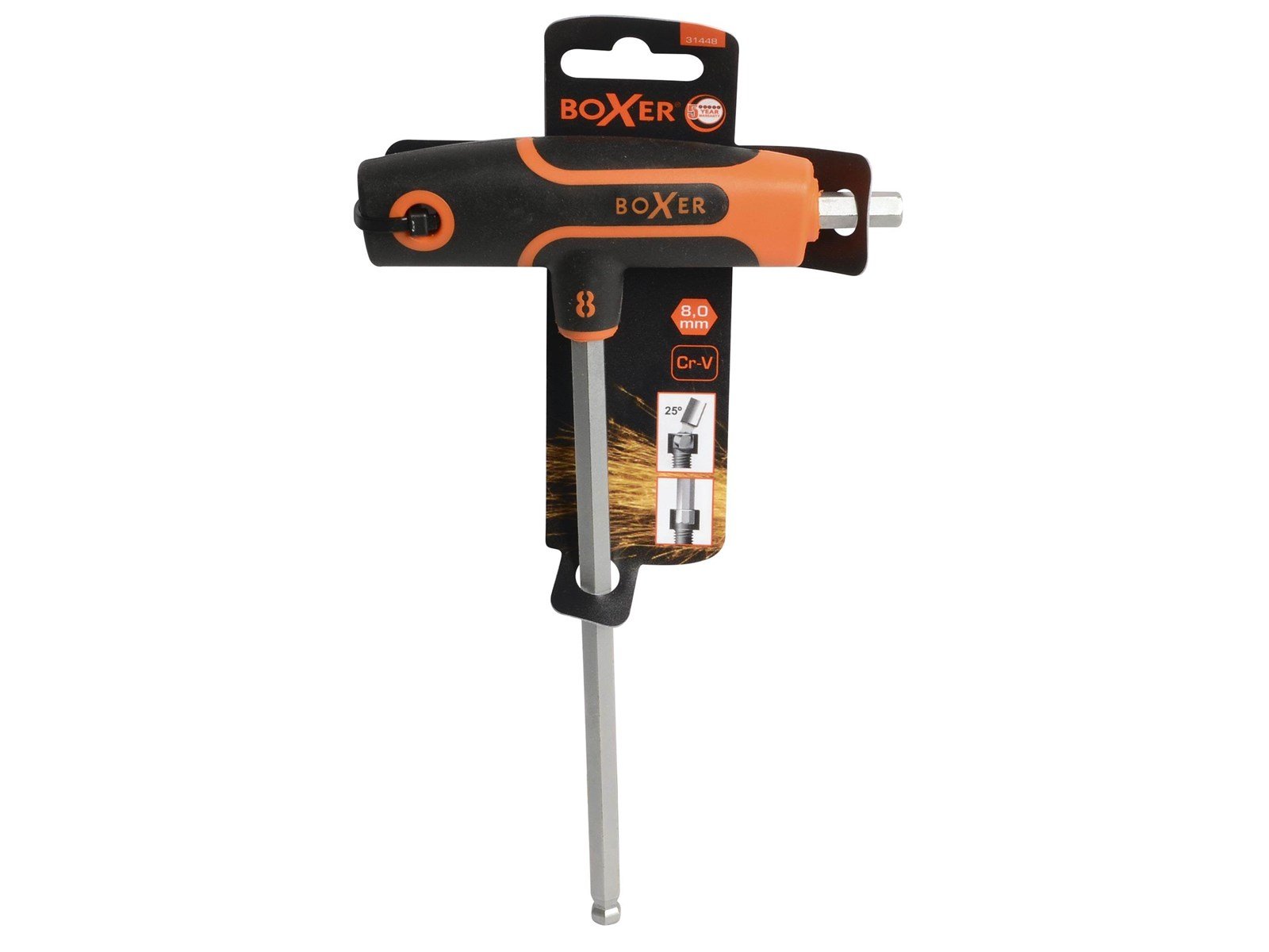 Boxer T-handle ball end hex key – 8.0 mm