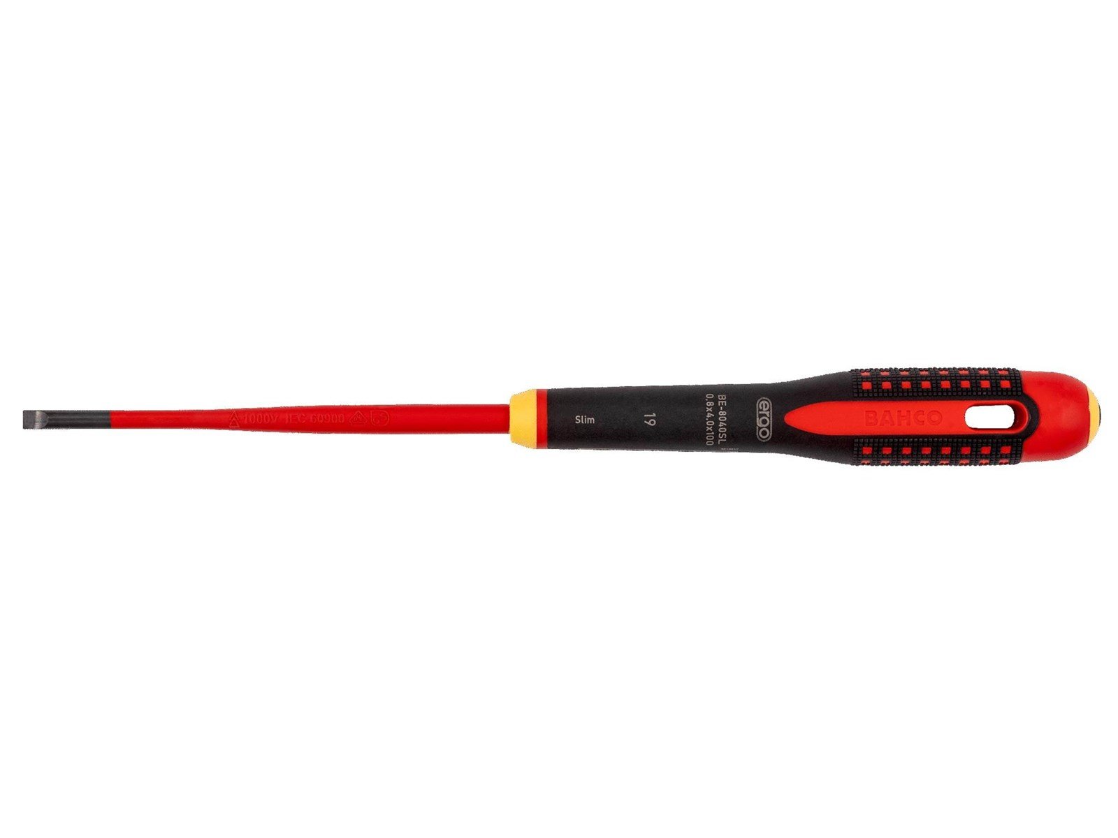 BAHCO 8040sl insulated ergo slotted screwdrivers with slim blades 0.8 x 4.0 x 100