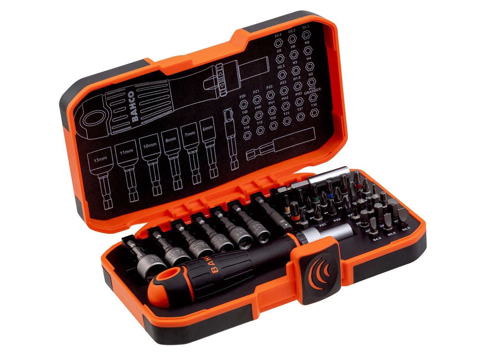 BAHCO x36 bit set with ratchet handle