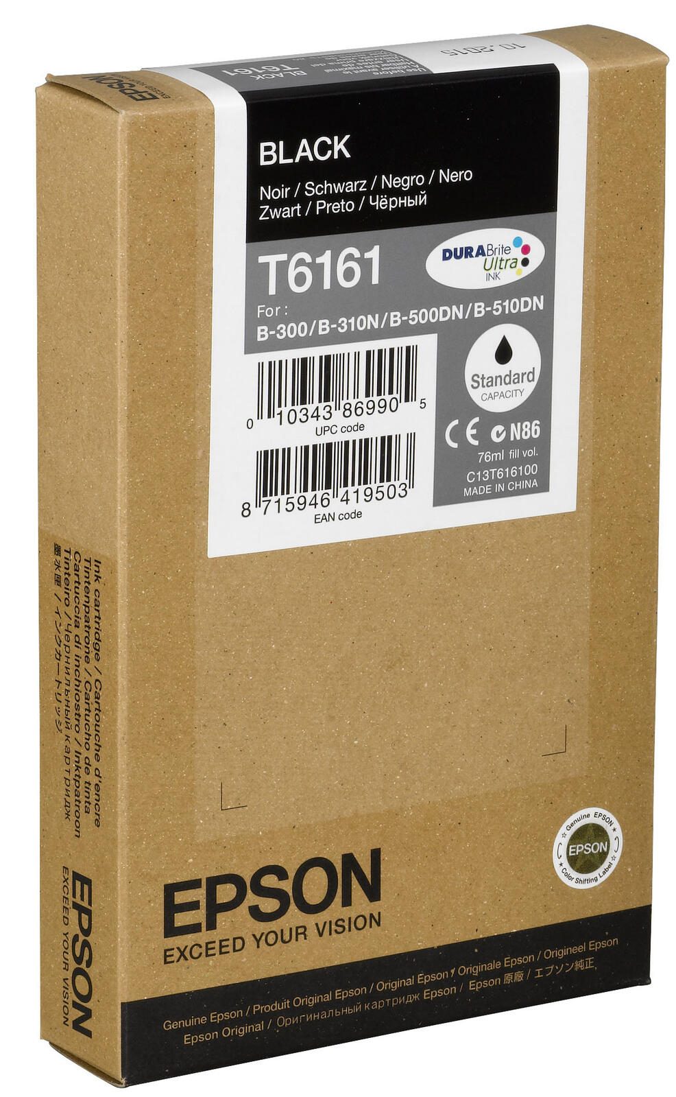 Epson Original T6161 Druckerpatrone schwarz 3.000 Seiten 76ml (C13T616100)