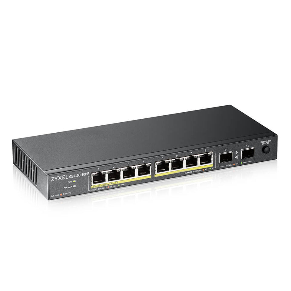 Zyxel Switch 10x GE GS1100-10HP v2            PoE+