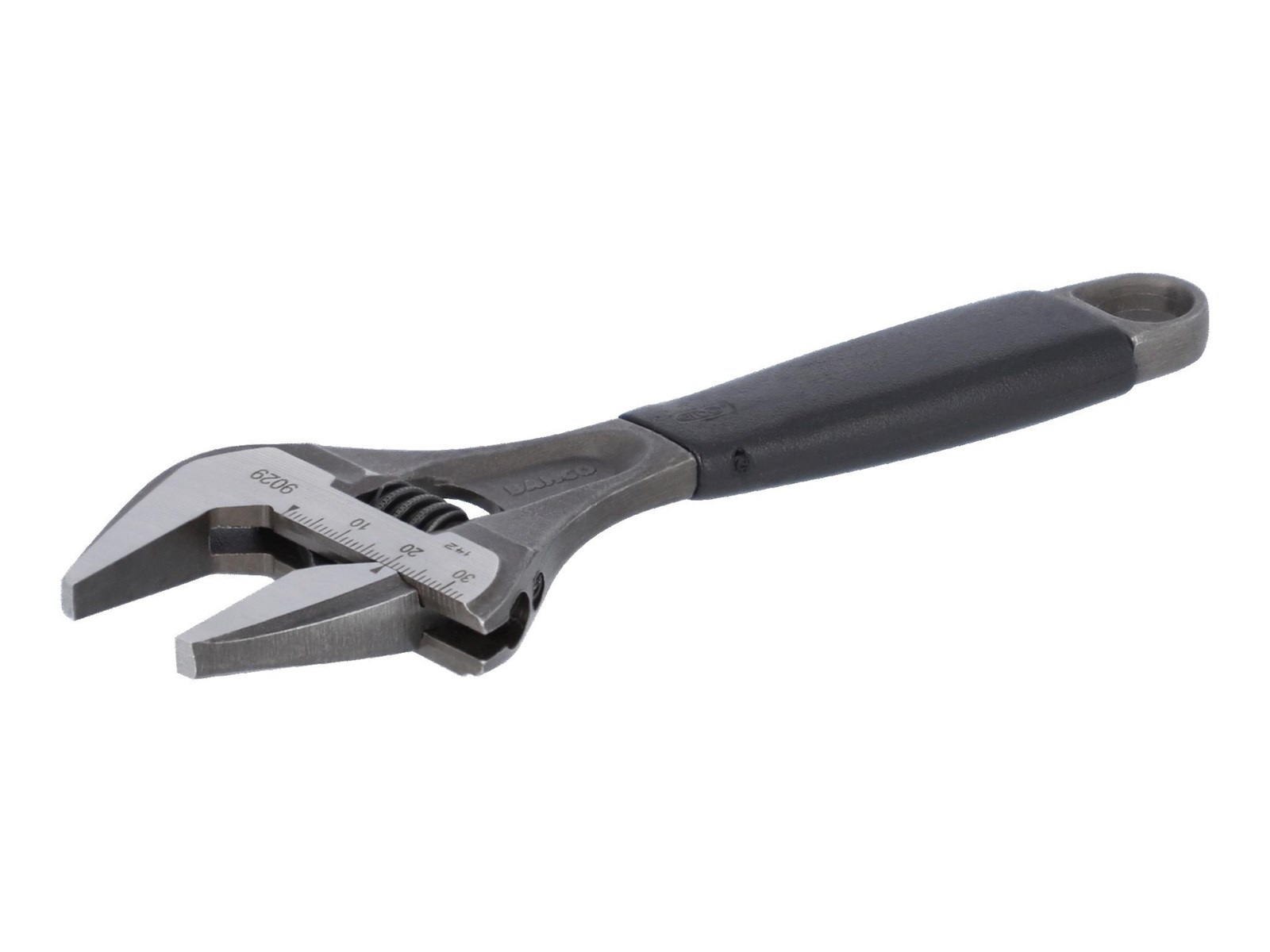 BAHCO ERGO™ Central Nut Wide Opening Jaw Adjustable Wrench with Rubber Handle and Phosphate Finish