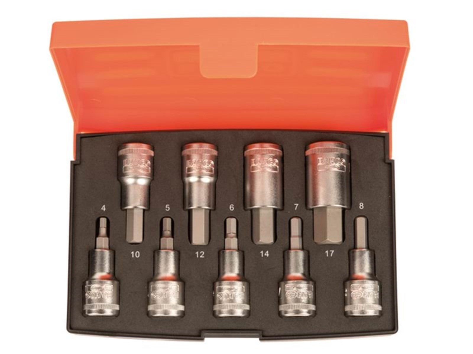 BAHCO 1/2 socket set w/hexagonal bits  9pcs 4-17mm