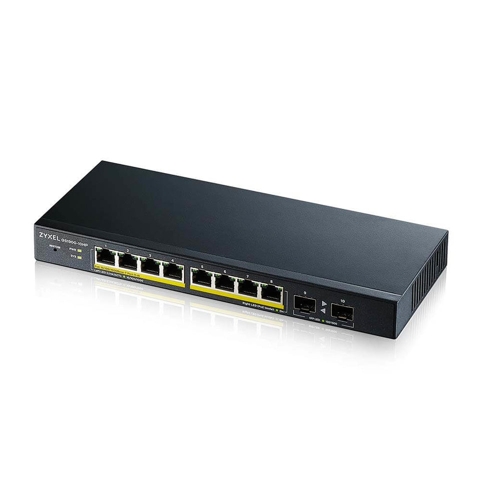 Zyxel Switch  8x GS1900-10HP  GbE L2 POE+ /+2 SFP slots